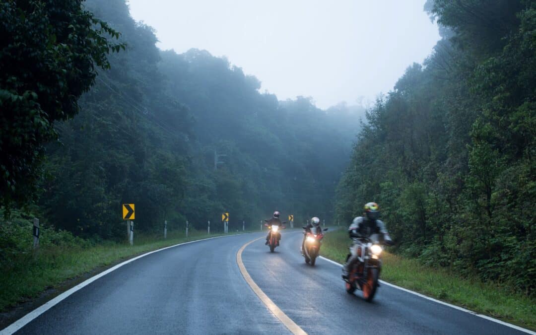 motorcycle in fog