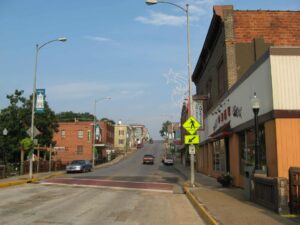 A scenic shot of downtown Luray showing one of the most dangerous roads in Page County