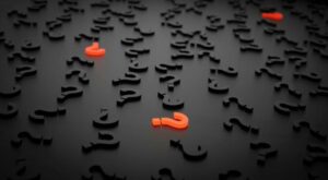 question marks; letters