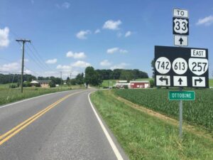 A curvy road in the country, one of the most dangerous roads in Rockingham County.