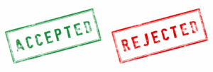 Stamps saying either "accepted" or "denied"