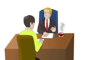 Cartoon vocational rehab meeting